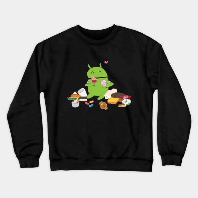 Candy Muncher Android Bot Bugdroid Crewneck Sweatshirt by FungibleDesign